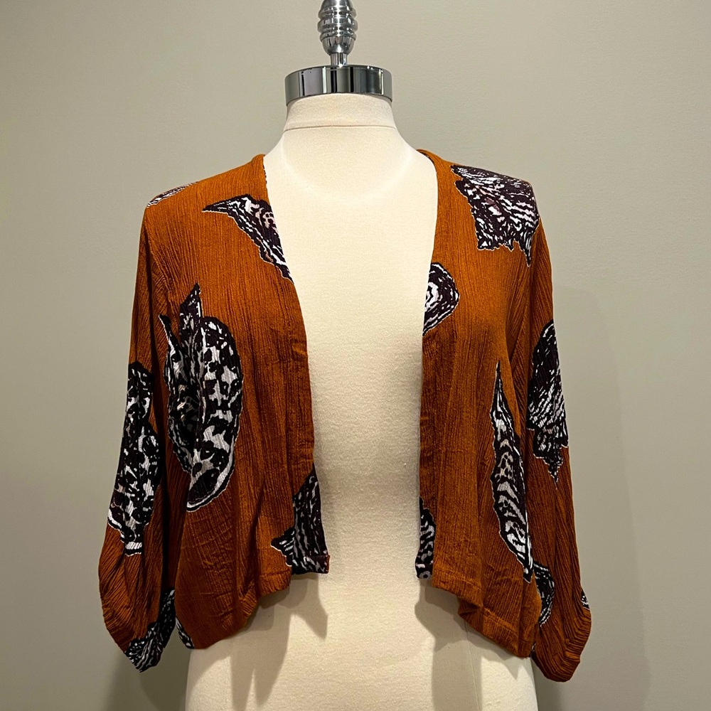 Bel Kazan Anthropologie Shell Print Kimono Jacket